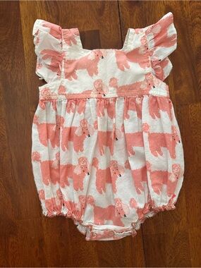 Pink Chicken Pink and White Poodle Print One-Piece